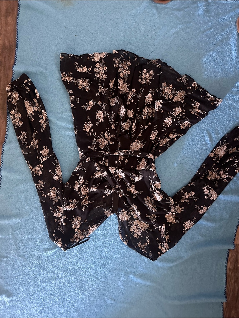 B. Smart Black Floral Long-Sleeve Dress